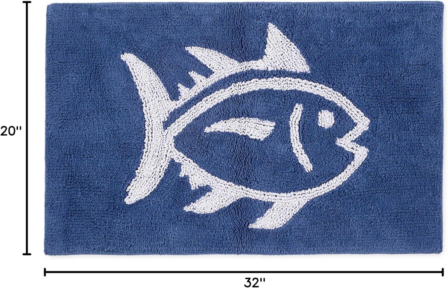 Southern Tide Reversible Bath Rug – 100% Cotton, Soft & Absorbent – Double-Sided Design with Signature Skipjack – Machine Washable Coastal Accent Rug – 20" x 32" – Blue