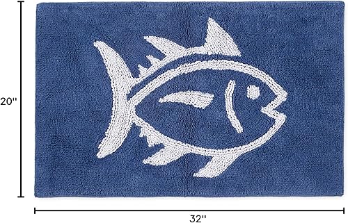 Miniatura 2 de Southern Tide Alfombra de baño reversible, 100% algodón, suave y absorbente, diseño de doble cara con patrón distintivo, lavable a máquina, 20 x 32