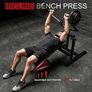 Chest Bench Press Machine, Home Gym Workout Bench Equipment with Independent Converging Arms, Adjustable Flat Incline Bench for Chest, AB Workouts, Shoulder