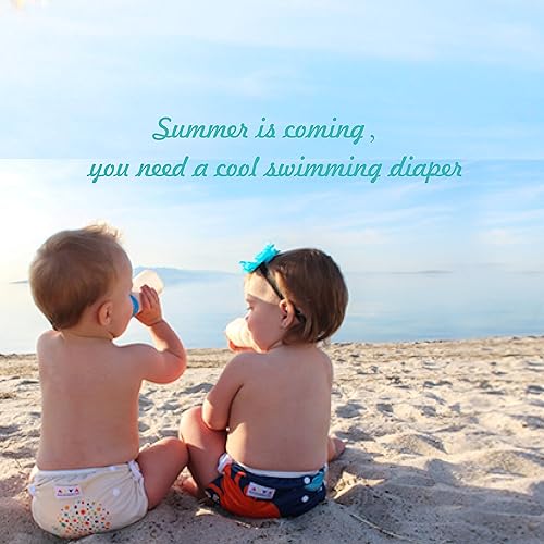 Miniatura 8 de Alva Pañales de bebé para nadar paquete de 2 unidades talle único reutilizable lavable y ajustable de 0 a 36meses Tamaño de 10 a 40 lbs para