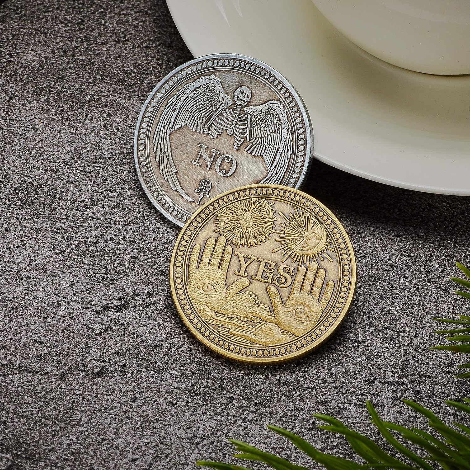 BEITOO 2Pcs YES NO Challenge Coin 1oz Decision Maker Collection Coins 1Pcs Silver and 1Pcs Bronze