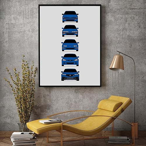 Vista 5 de Custom Car Posters Handmade Poster compatible with Acura Integra Evolution Generations and Print of Acura Integra - Rally Blue, 8x10 Metallic Print