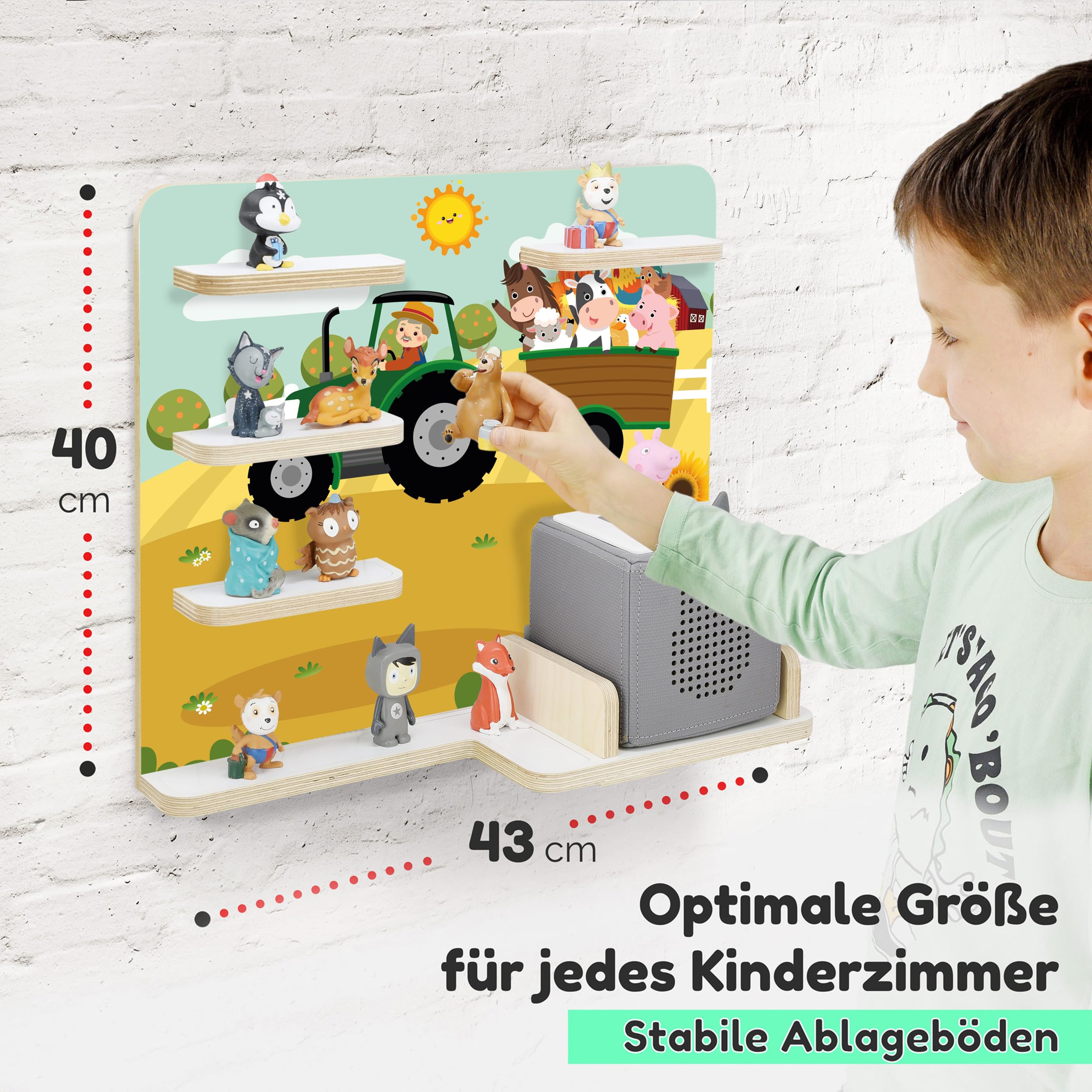 stadtecken® Children's Shelf for Music Box Suitable for Toniebox and Approx. 35 Tonies, Perfect Storage for Children's Room - Image 2