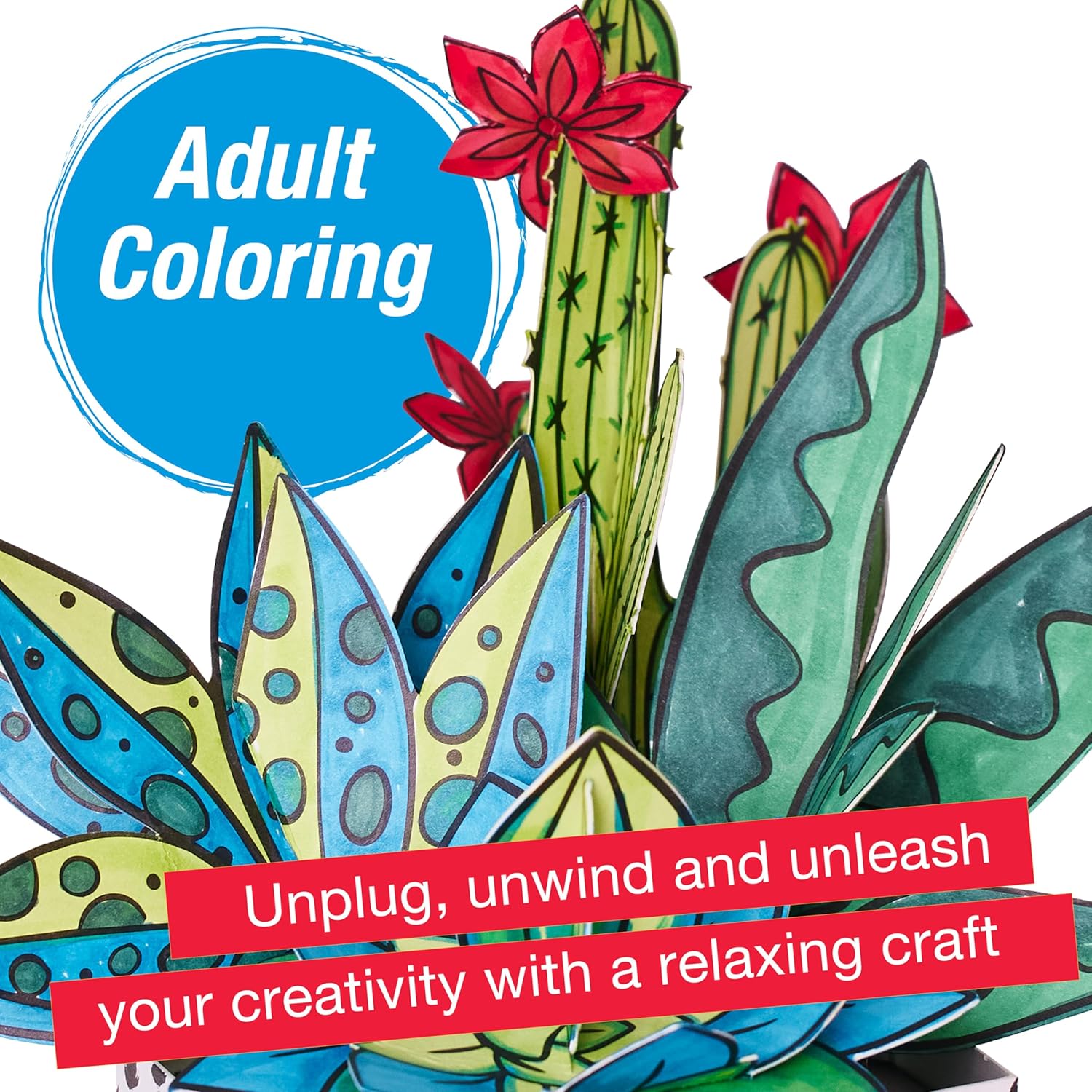 Faber-Castell Pop Up Coloring Bouquet: Succulent - Self Care Gifts for Women, Crafts for Adults, Plant Gifts for Teen Girls & DIY Crafts for Teens (Ages 13+)