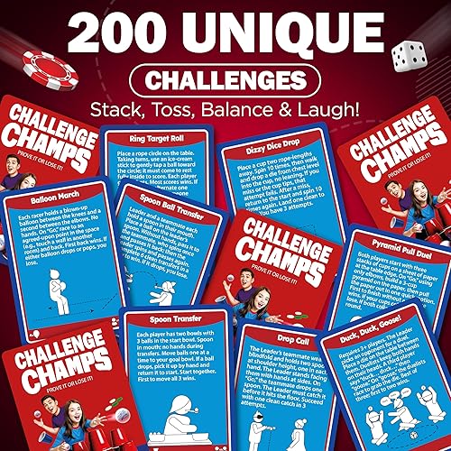 Miniatura 4 de El mejor juego de fiesta para adultos y niños mayores de 8 años 200 cartas de desafío y más de 10 accesorios Ideal para una noche de juego