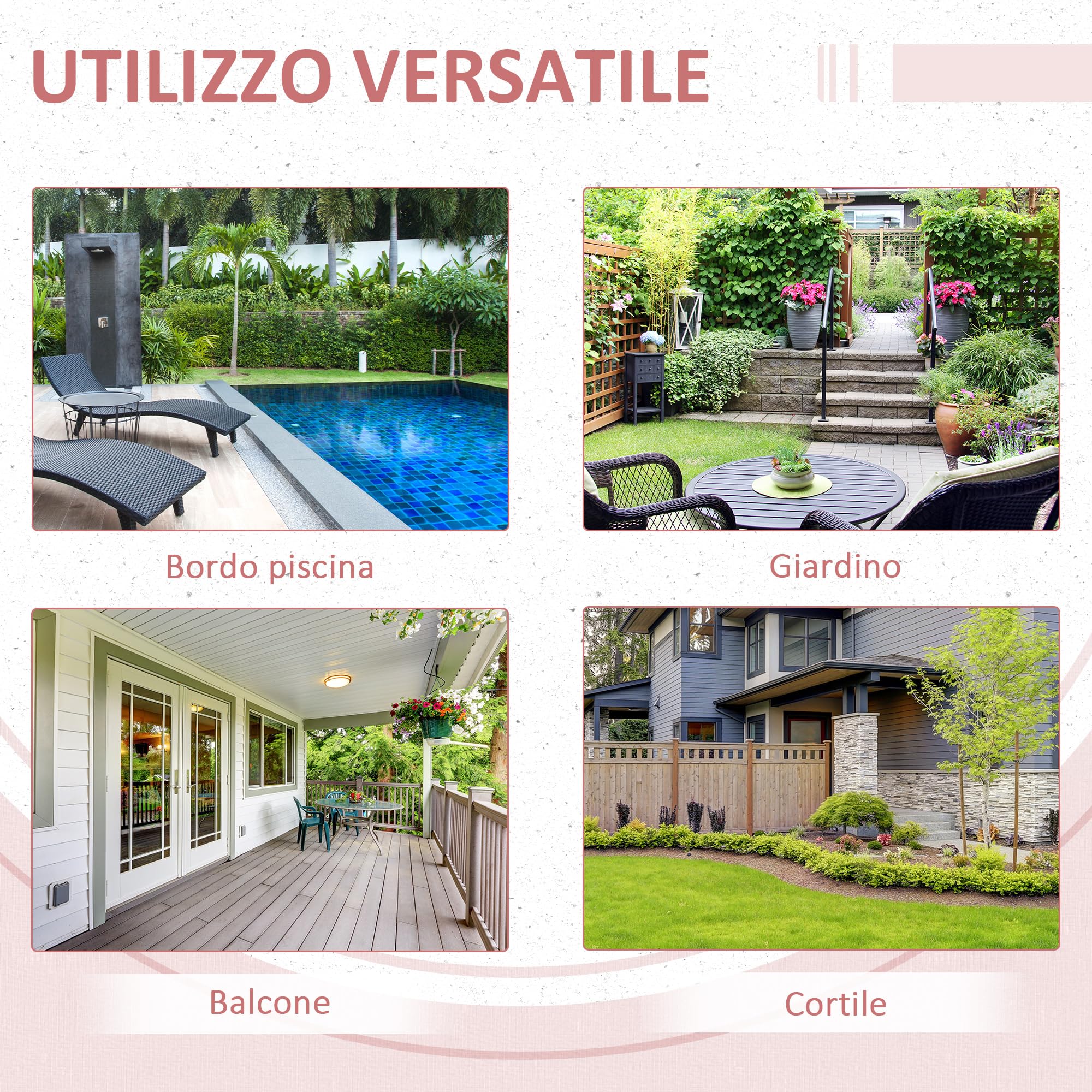 Outsunny Tavolino da Giardino Pieghevole in Rattan Sintetico e Acciaio 40x40x40cm Grigio