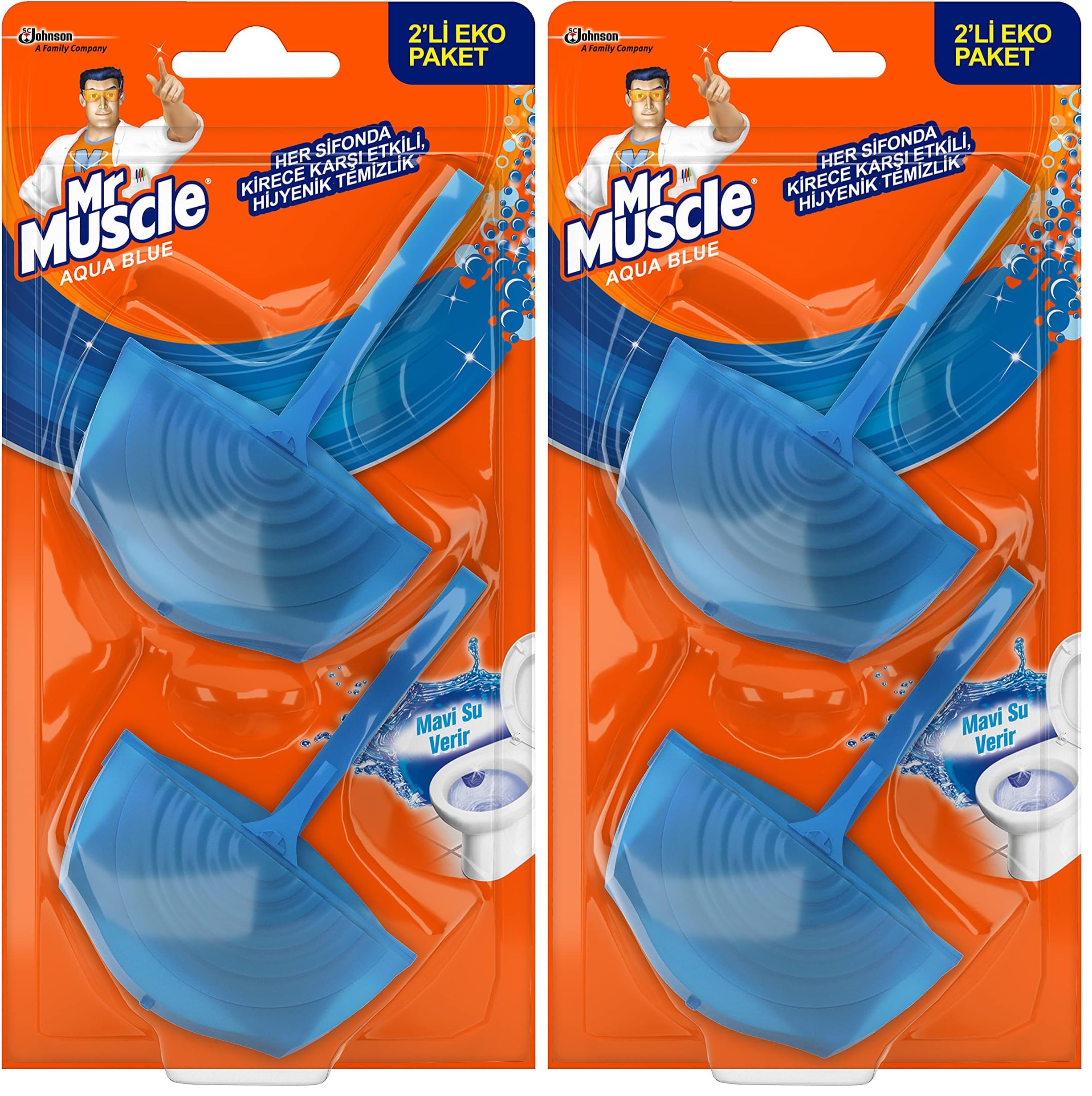 Mr Muscle Aqua Blue 2'li Klozet Bloğu (1 x 2 Adet) 2li paket