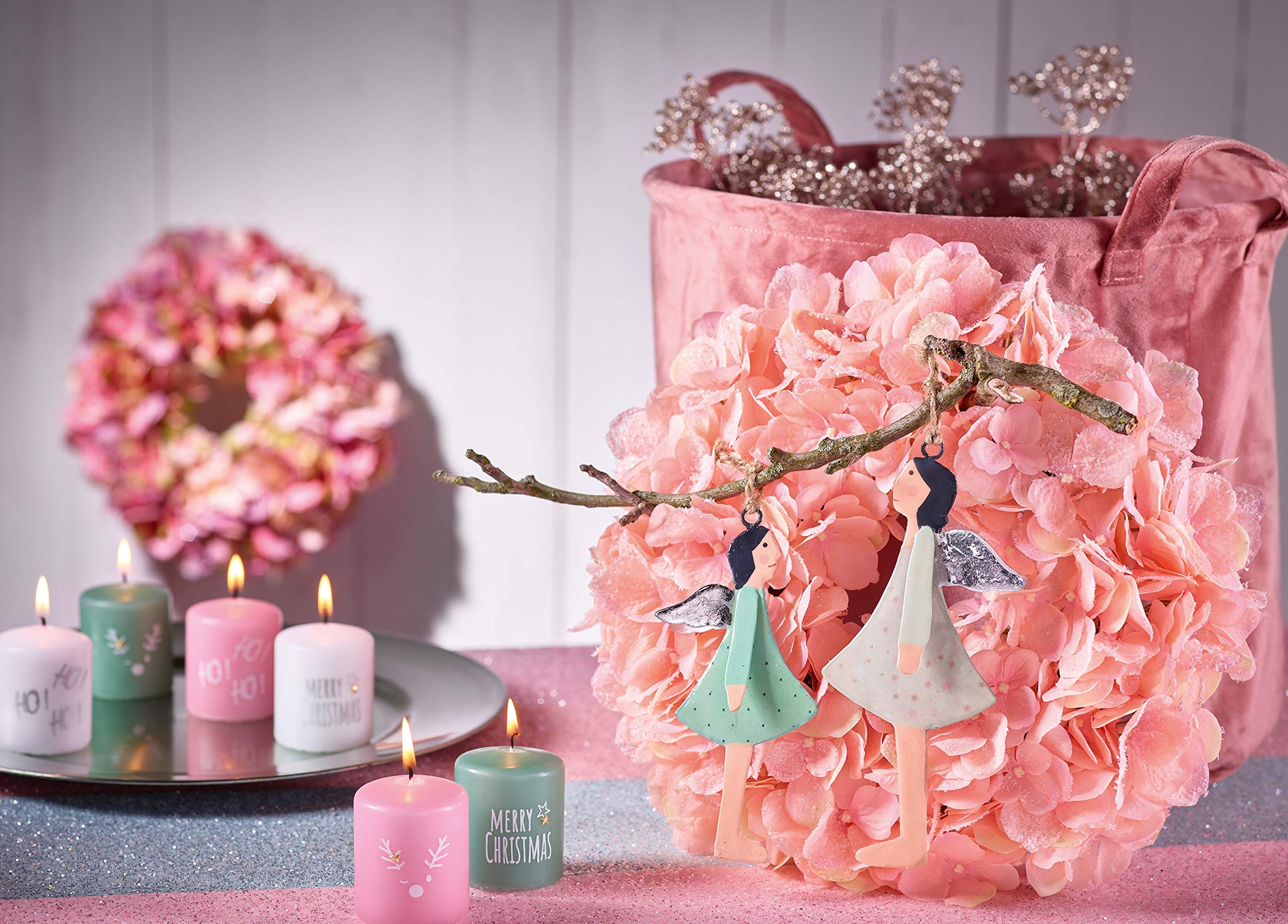 Juego de 12 velas navideñas pequeñas, juego de velas con texto y motivos, decoración navideña (Christmas Mix 2)