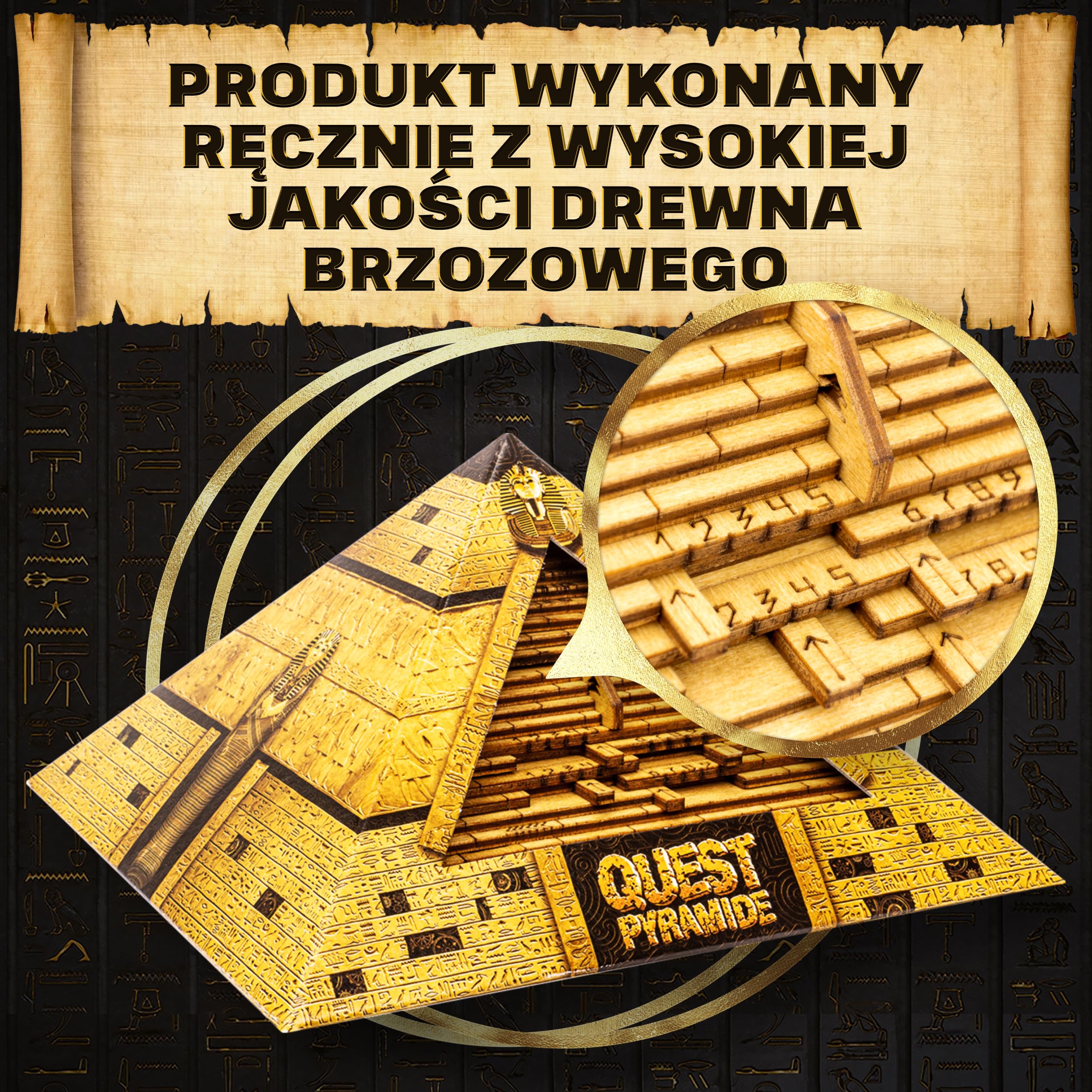 ESC WELT Quest Pyramid Puzzle Box - Escape Room w Pudełku - Zagadka Logiczna dla Dorosłych i Nastolatków - Pudełko z Ukrytą Przegródką - 3D Puzzle dla Dorosłych - Drewniane Puzzle