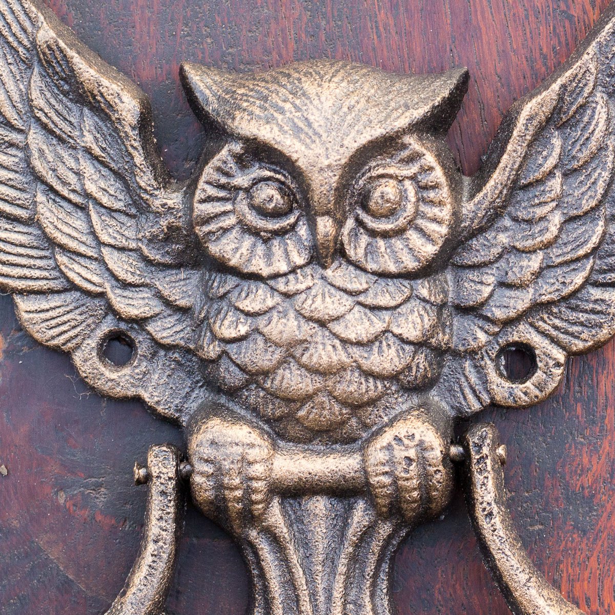 Antikas Heurtoir de porte - En forme de chouette - Poignée de porte en fonte - Style ancien.