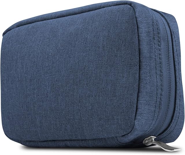 GMYLE Soft Fleece Fabric Storage Pouch Bag Organizer Sleeve Case Portable Travel Kit 7 Inch for Laptop Accessories(USB, Cable, Mouse, Charger, Adapter, Earphones, Flash Hard Drive & More)-Navy Blue