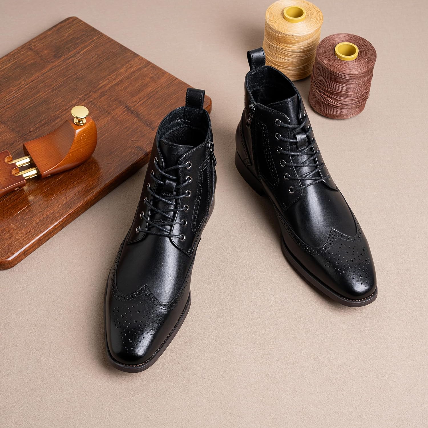 Jousen Mens Boots Leather Dress Boots for Mens Cap-toe Fashion Boots for Men - Image 5