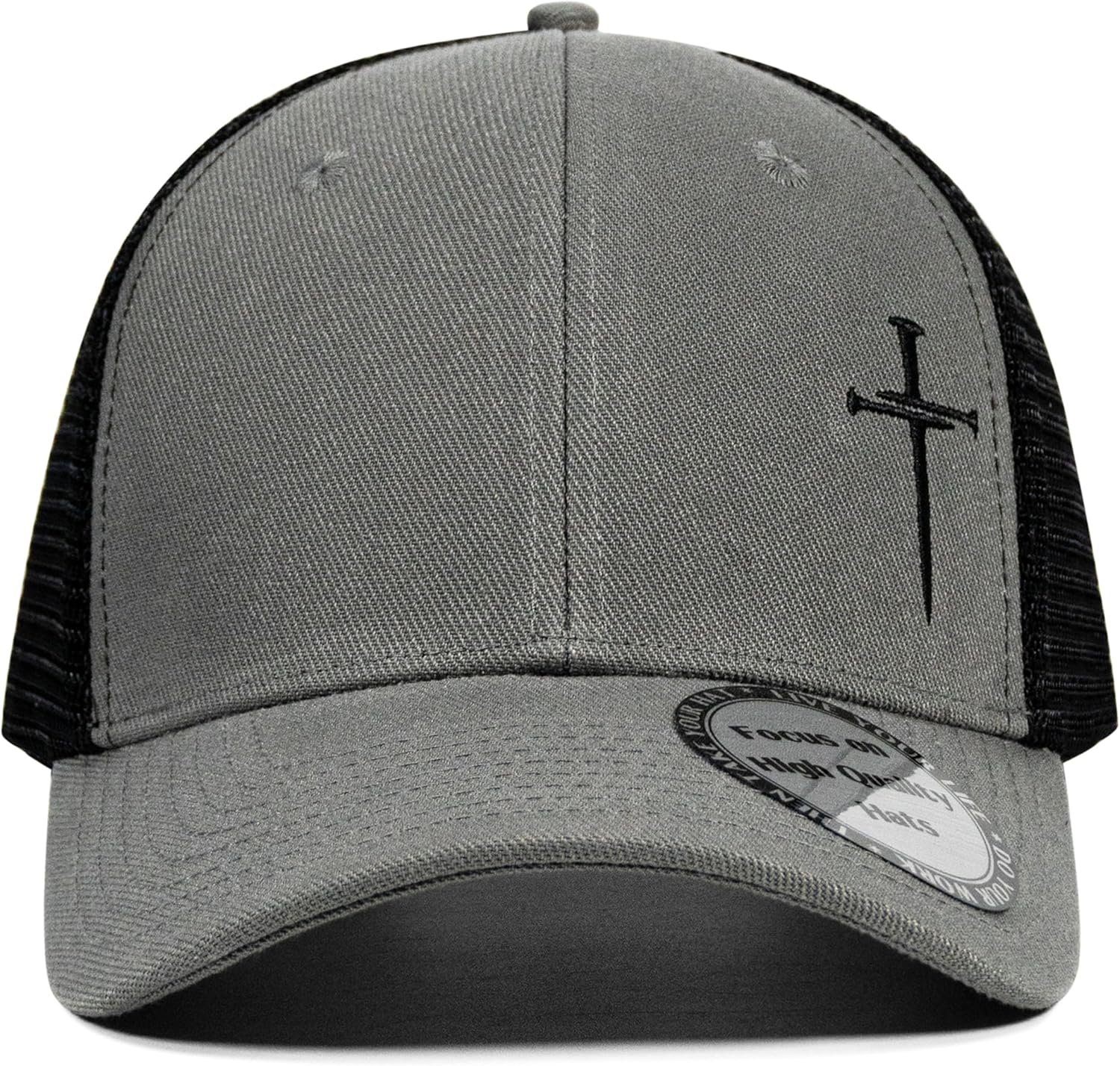 Christian Hats for Men Women,Jesus 3 Nail Cross Hat Christian Religious Gifts for Birthday/Christmas,Black and Silver