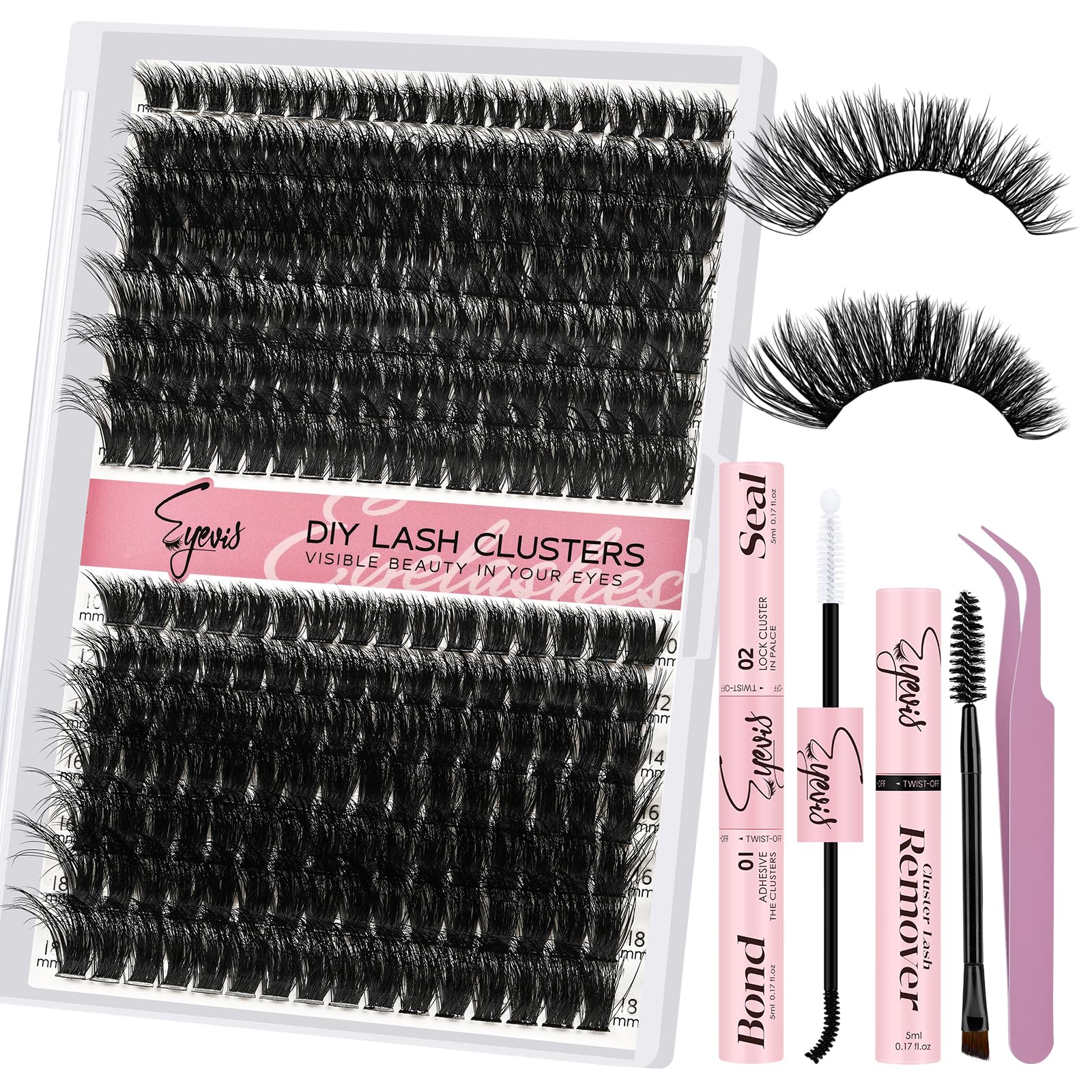 Photo 1 of EYEVIS Fluffy Lash Clusters Kit, 280PCS DIY Eyelash Extensions