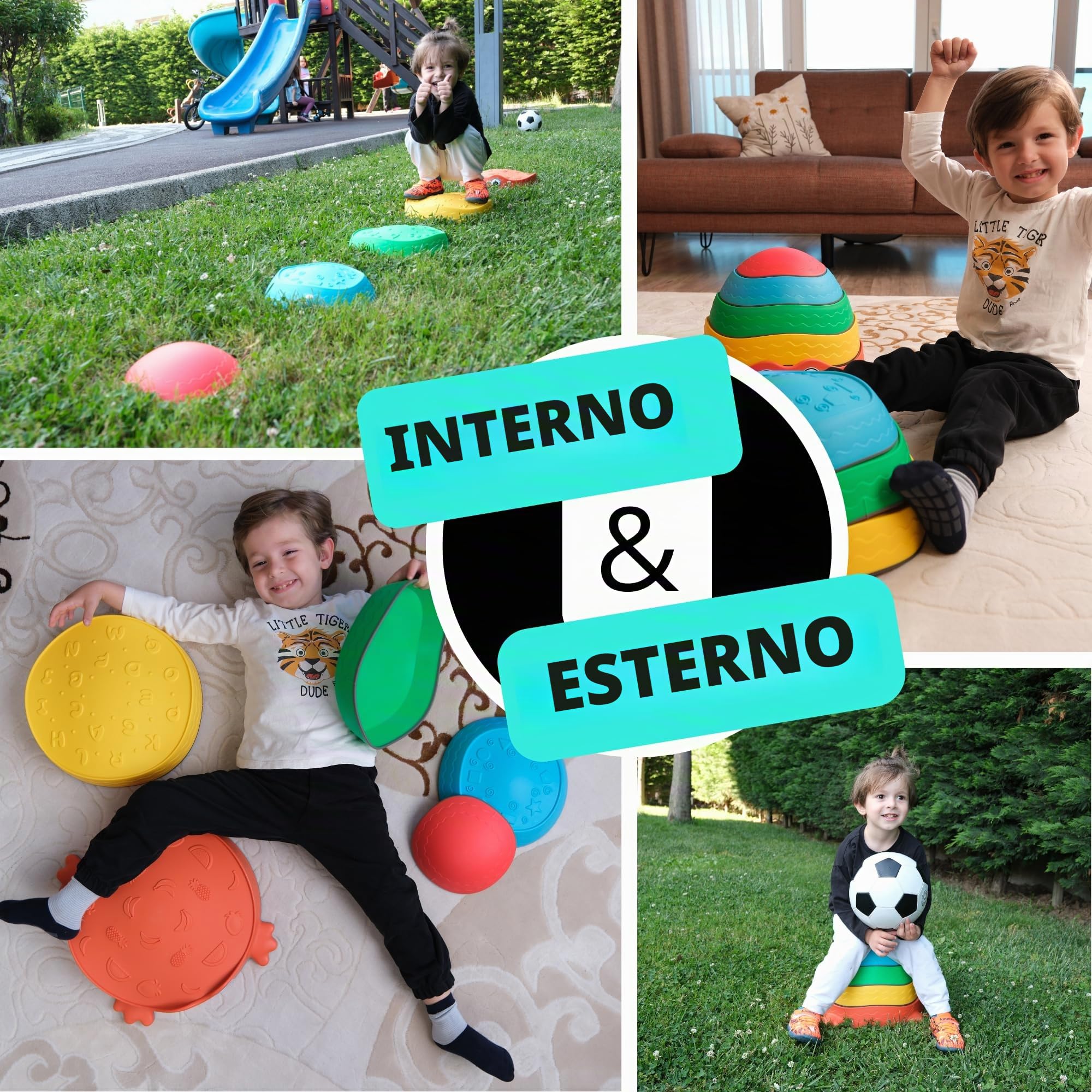 Pietre di equilibrio per bambini – Antiscivolo & stabili – Gioco Montessori per sviluppare equilibrio, motricità & coordinazione – Gioco sensoriale ed educativo per interno & esterno