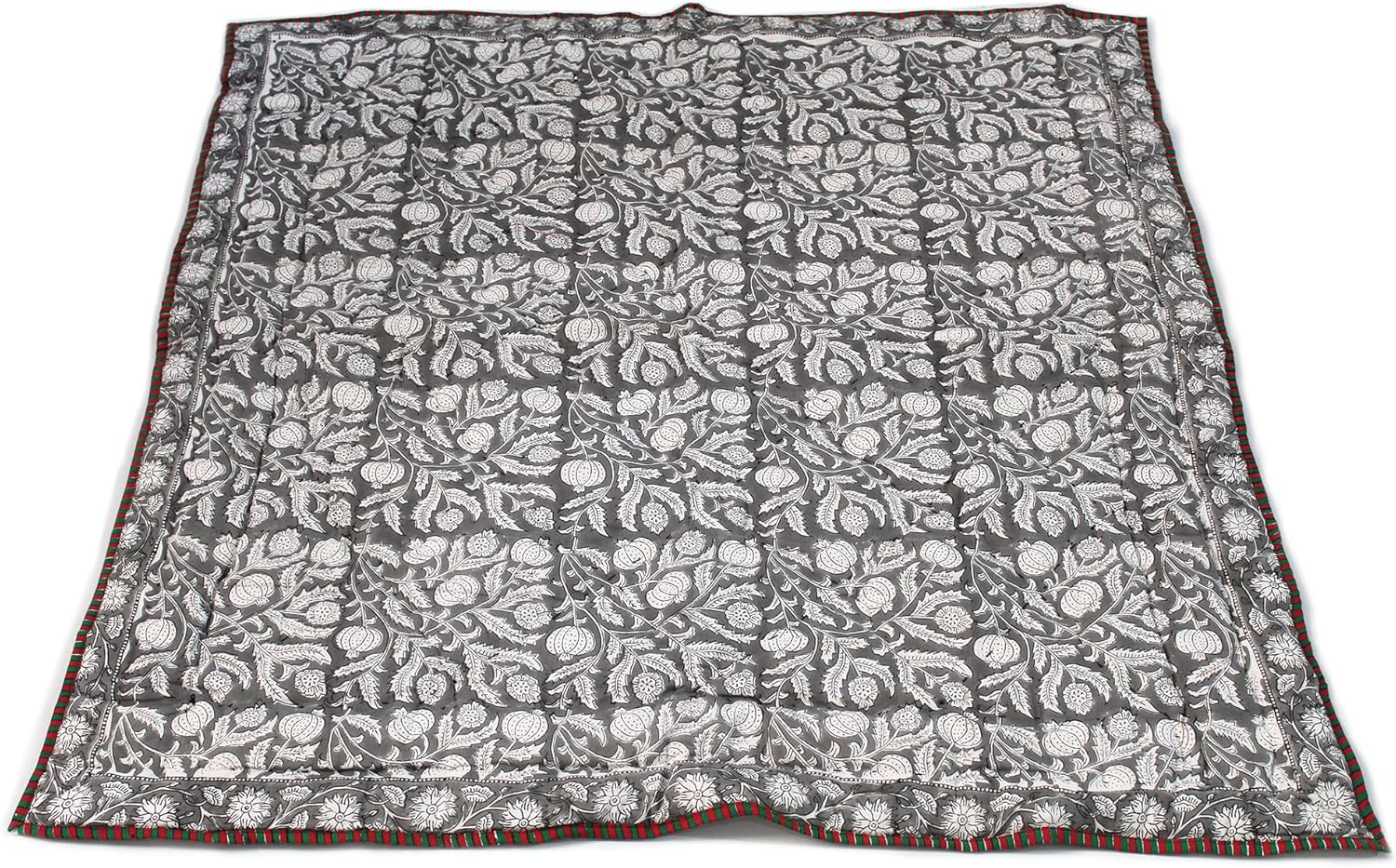 Aashita Creations Toddler Hand Work Kantha Cotton Baby Quilt, Bedspread Throw Floral Printed Baby Quilt_1133