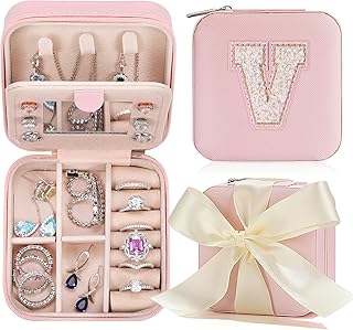 Parima Travel Jewelry Organizer for Women, Travel Jewelry Organizer | Necklace Organizer Earrings Organizer Ring Organizer Box | Jewelry Travel Organizer | Travel Essentials Jewelry Case-Pink