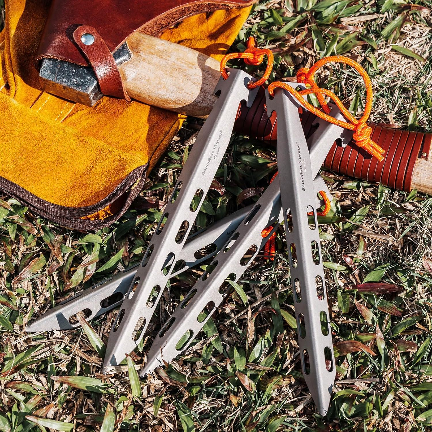 Boundless Voyage 8pcs/lot Titanium Tent Pegs 20CM Ultralight Camping V-Shaped Tent Stakes Outdoor Canopy Nails Pegs Hardware Ti4011P