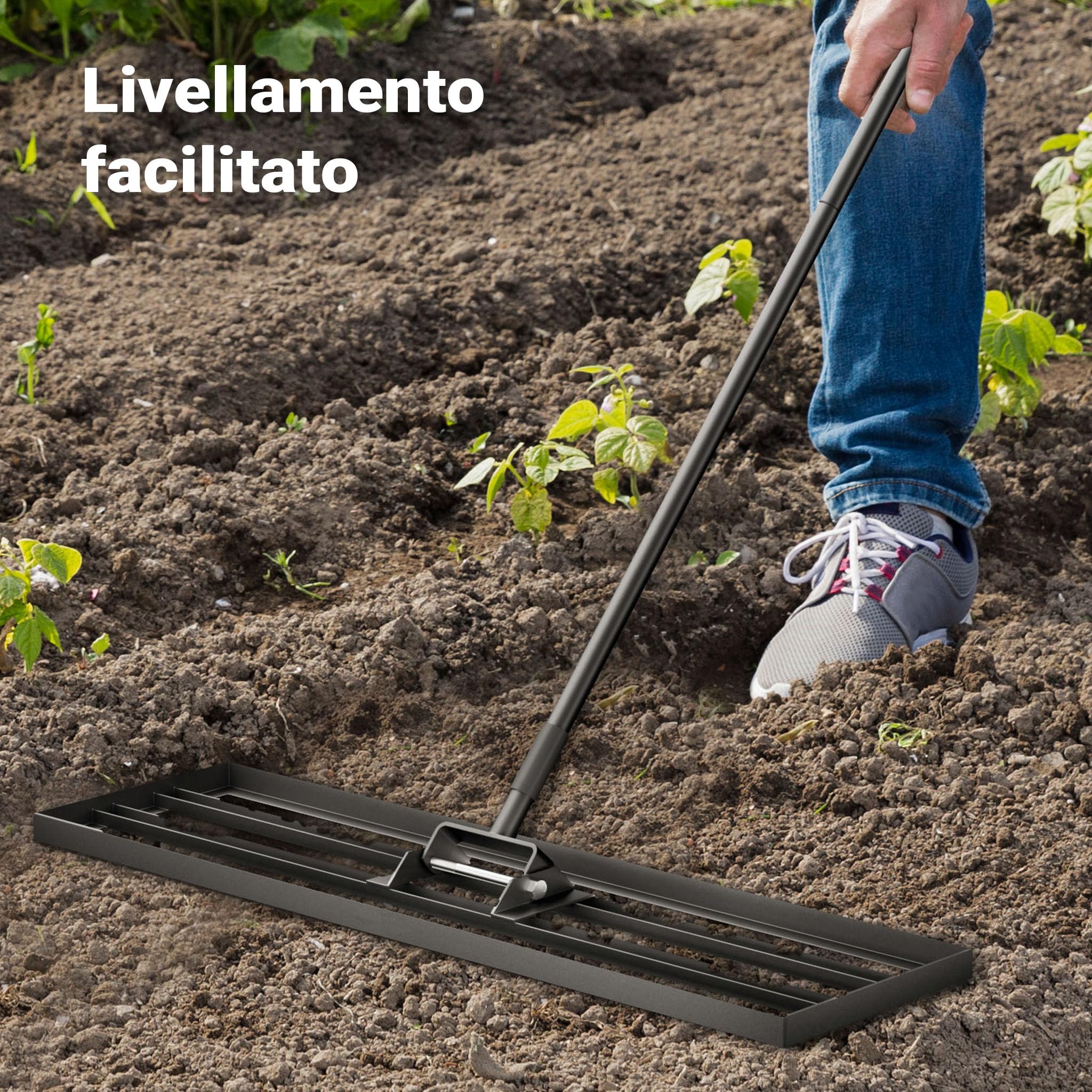 Wiltec Rastrello livellatore in alluminio 120 x 25 cm, per livellamento e sabbiatura di terreni prati