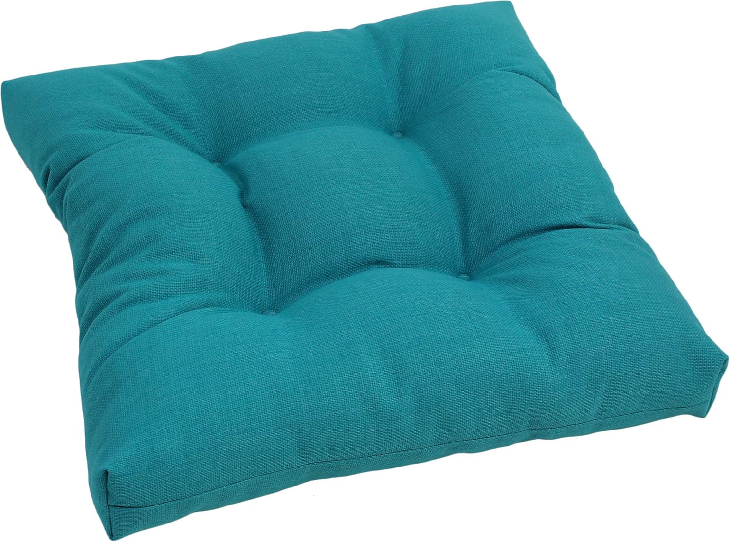 Blazing Needles Squared Solid Spun Polyester Tufted Dining Chair Cushion, 19", Azul