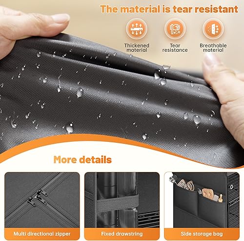 Miniatura 6 de REIBII Estantes de almacenamiento de 72.8 pulgadas de alto con cubierta y ruedas, estantería de alambre resistente para despensa, garaje, cocina,