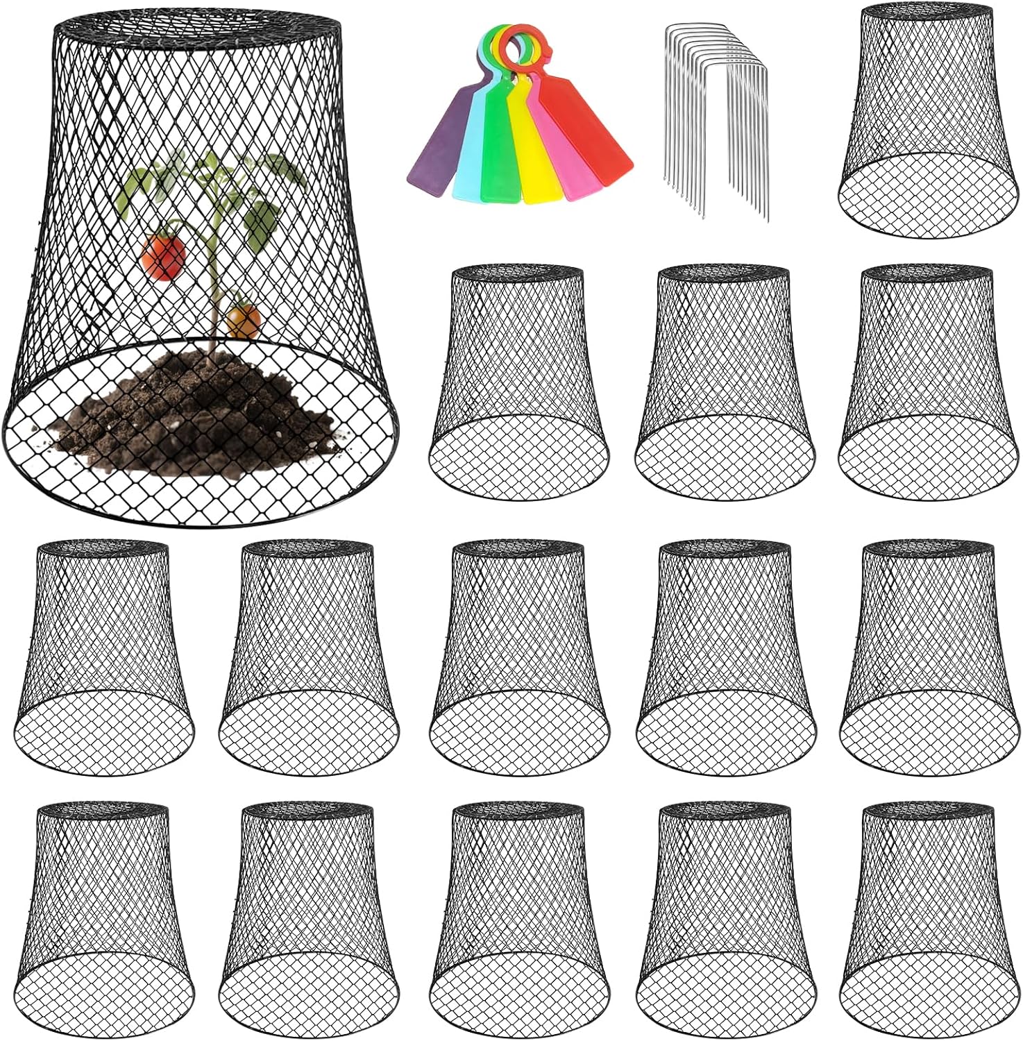 15 Pack Chicken Wire Cloche Plant Covers Chicken Wire Plant Covers Protectors from Animals for Keeping Bunnies Chicken Squirrels Birds Other Out 9.13×9.13 in,Metal Netting Plant Protectors