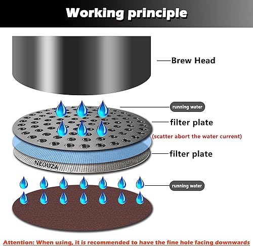 Miniatura 3 de NEOUZA V2 Stainless Steel Espresso Filter for Barista Coffee Basket 49mm Thickness 1.5mm