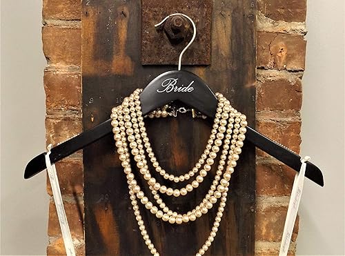 Miniatura 2 de NAHANCO B20217 - Colgador de novia de madera negra con impresión plateada (novia), 17 pulgadas (1 pieza)