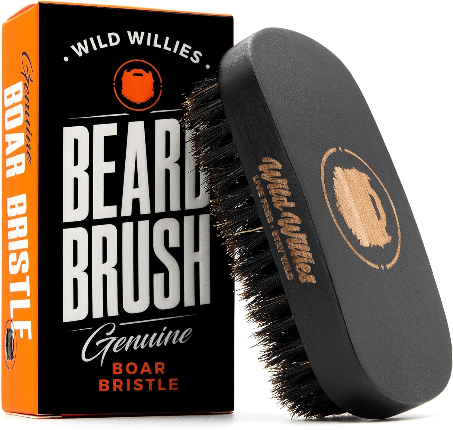 Natural Boar Bristles Beard Brush by Wild Willies Small Travel Size