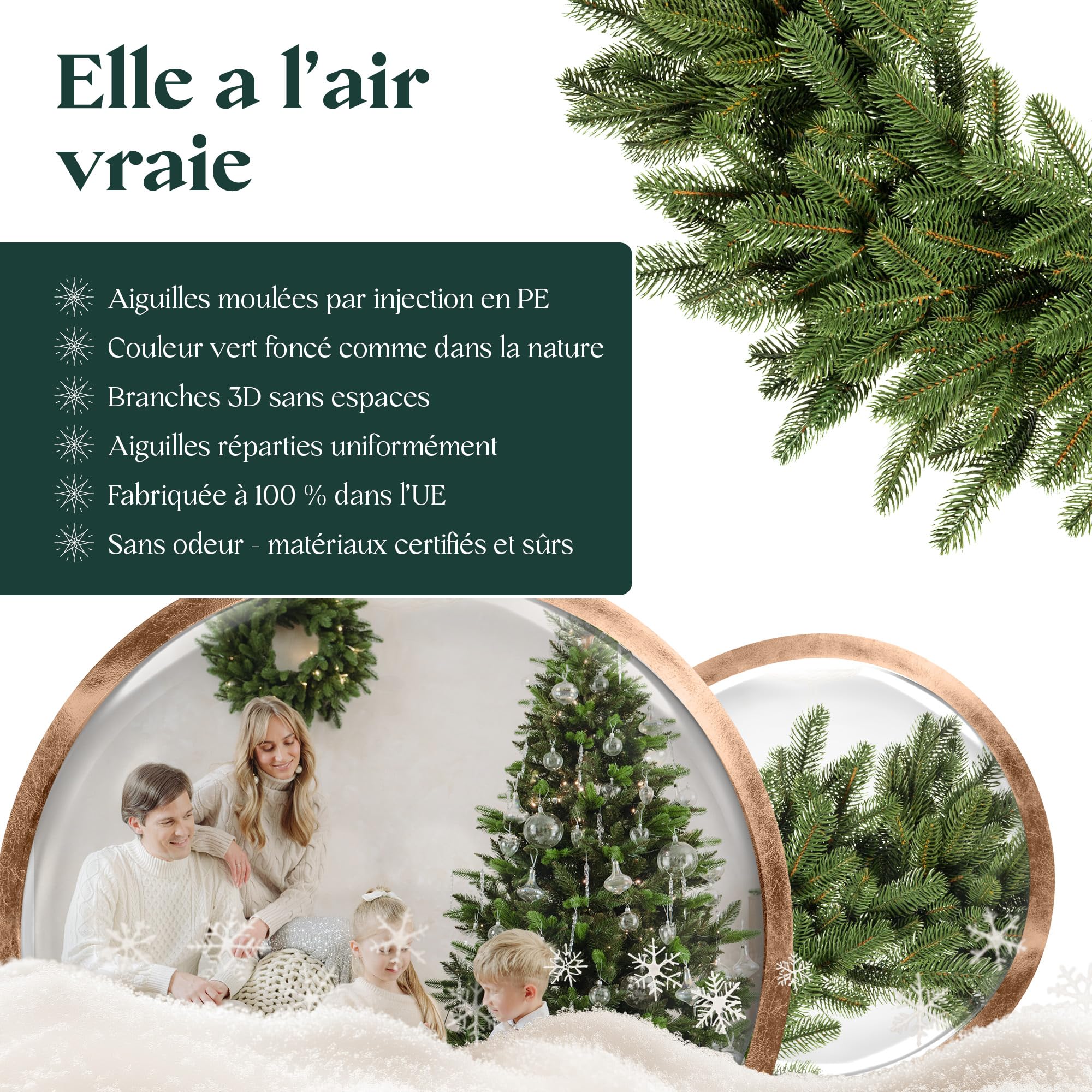 FAIRYTREES Décoration Couronne Noël Verte 55 cm en PE moulé 100 % | Couronne de l'Avent à Suspendre pour Porte, fenêtre, Mur | Décoration de Noël Suspendue, Accessoire pour l’intérieur à décorer