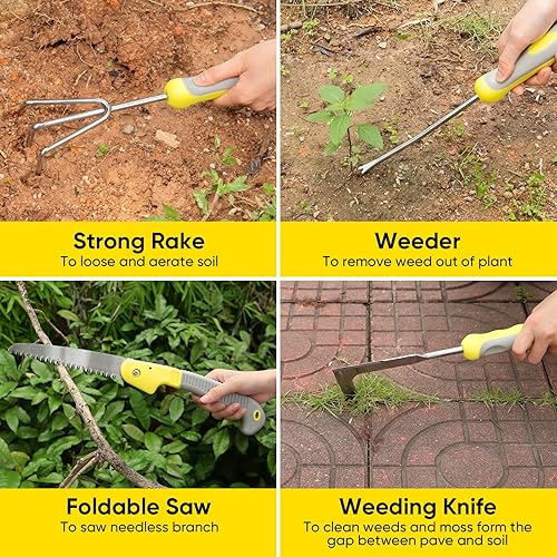 Miniatura 5 de Blumway Juego de herramientas de jardín, 10 piezas de herramientas de jardinería resistentes, herramientas de mano de jardinería de acero inoxidable