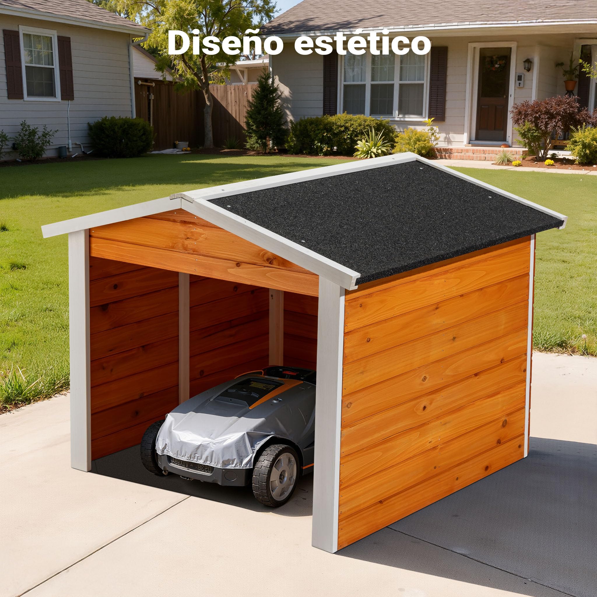 Garaje Robot cortacésped jardín Cubierta segadora Madera Jardinería Segadora automática Robot jardín