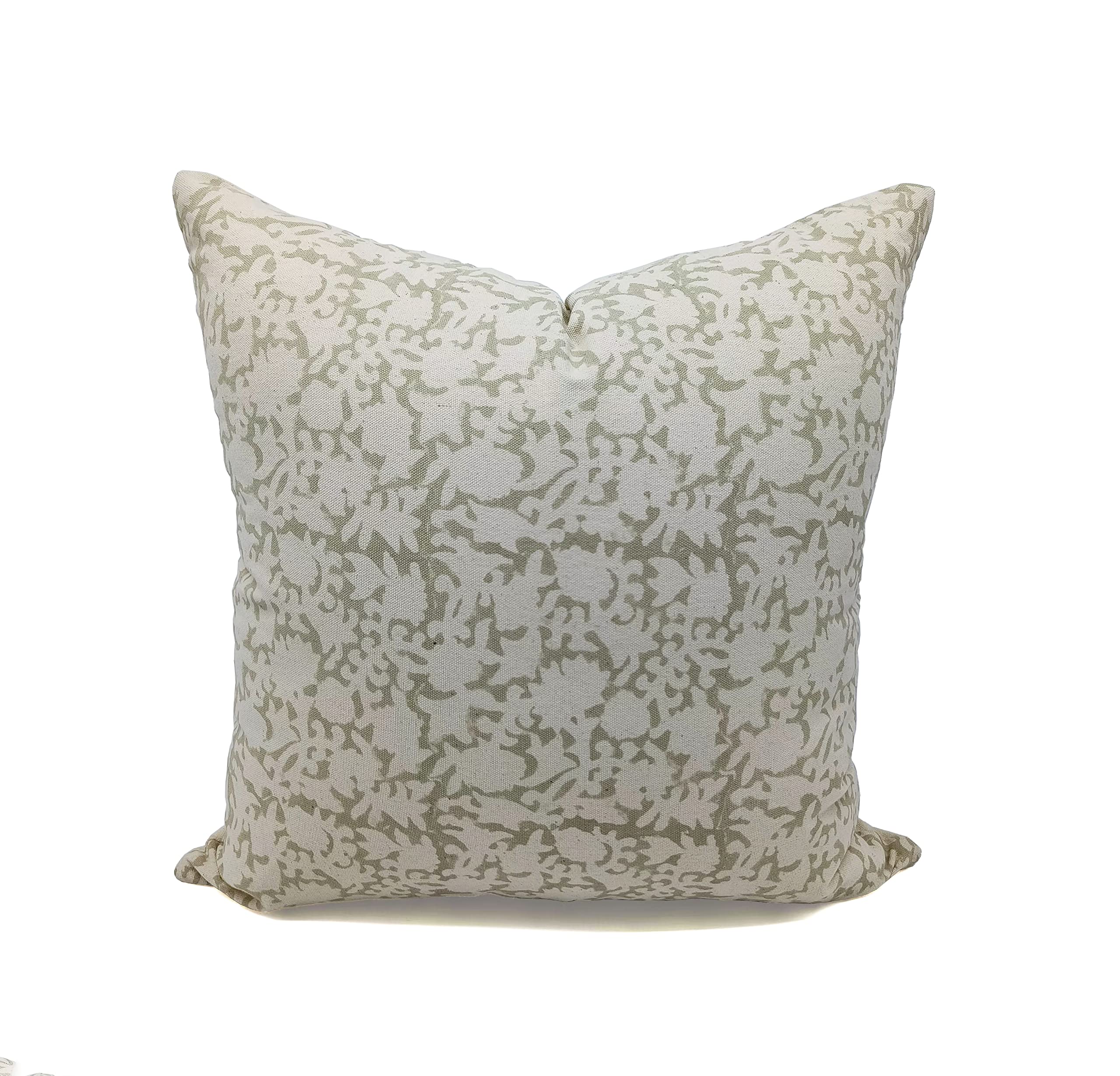 Fabritual Block Print Cotton Pillow Covers - 18x18 Inches, Handmade, Floral Boho Decor, Black - View #2