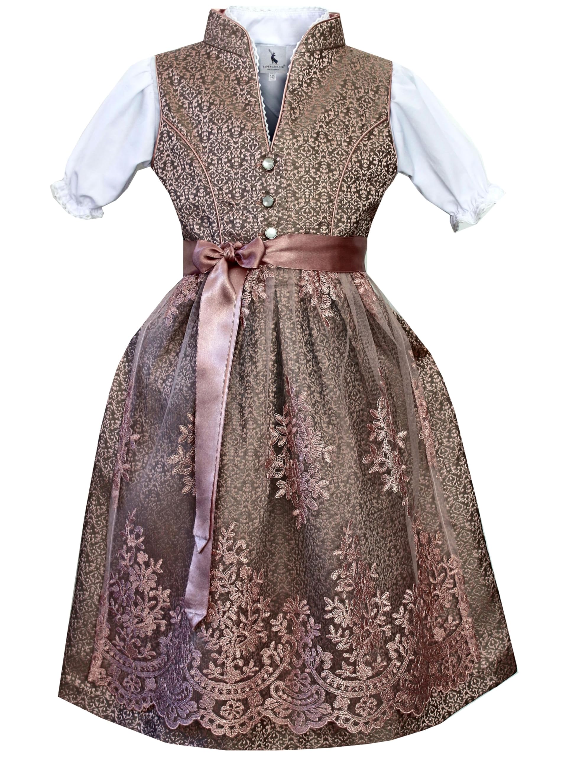 Alpenmärchen Kinderdirndl aus exklusiver Kollektion inkl. Schürze und Bluse - ALM-K976
