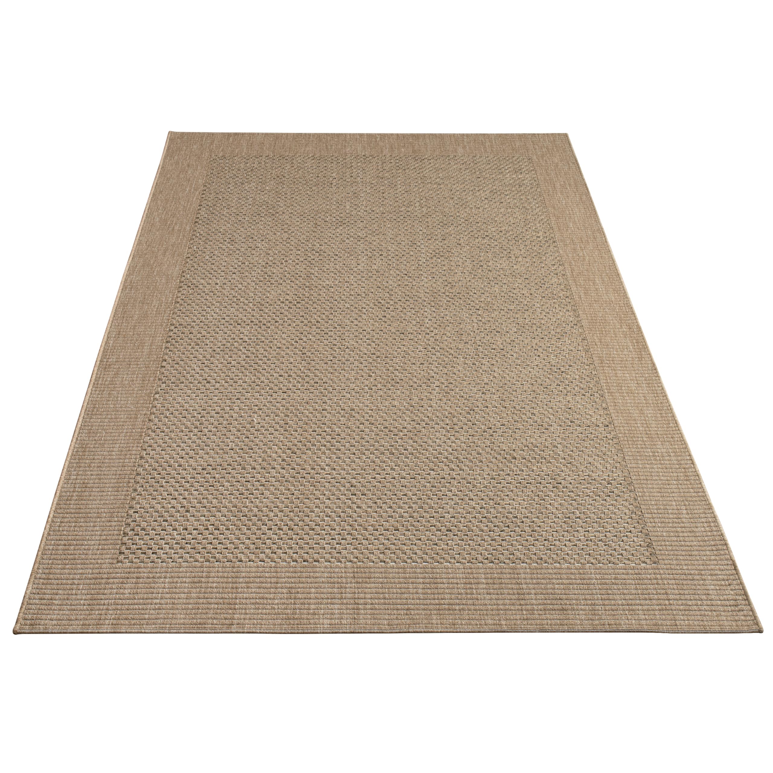 Paco Home Tapis Exterieur Terrasse Balcon Tapis Cuisine avec Bordure Aspect Sisal Uni Beige, Dimension:200x290 cm