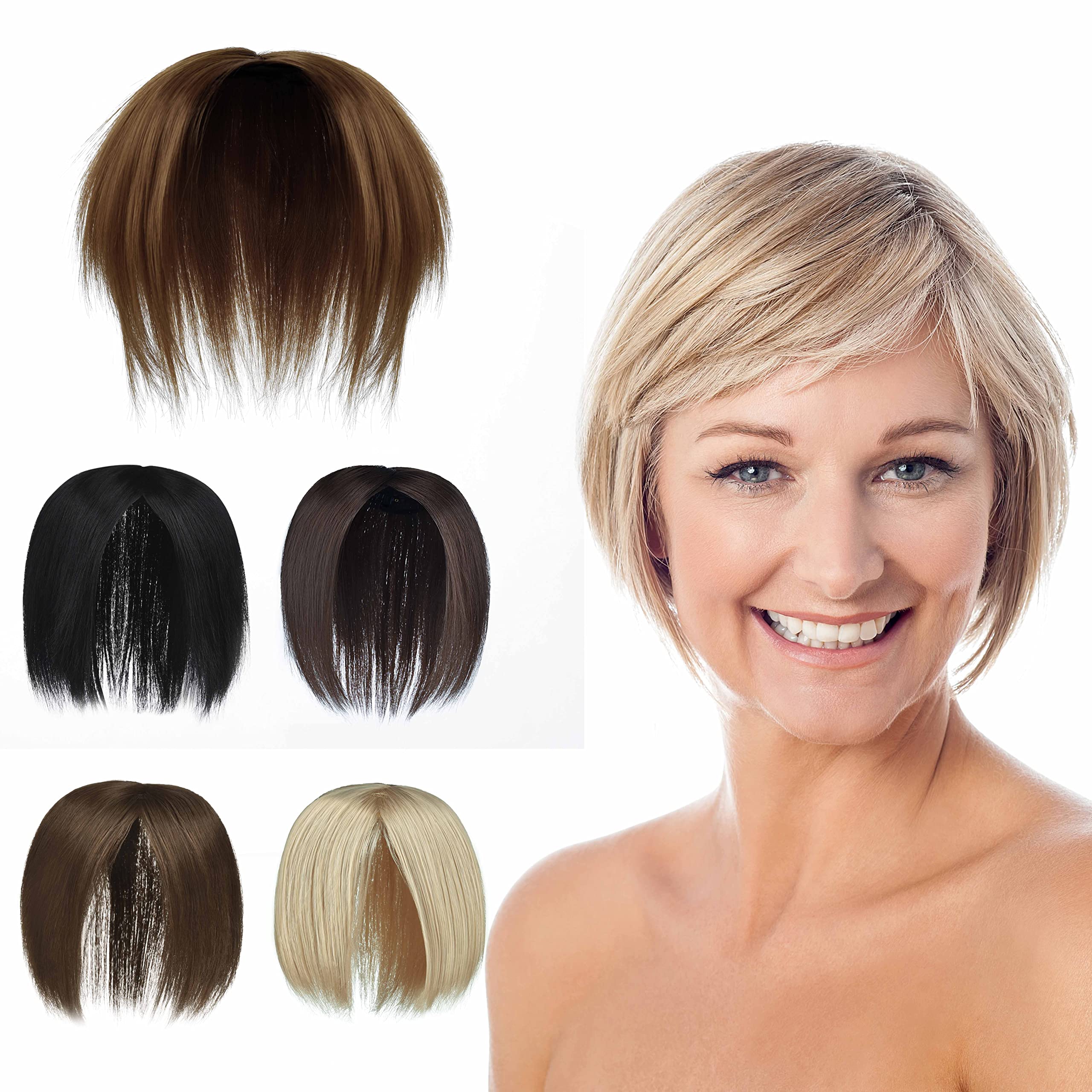 Yamel Hair Toppers for Women 2 Clips in Hair Pieces Synthetic Straight Wiglets Hairpieces for Thinning Hair Light Brown