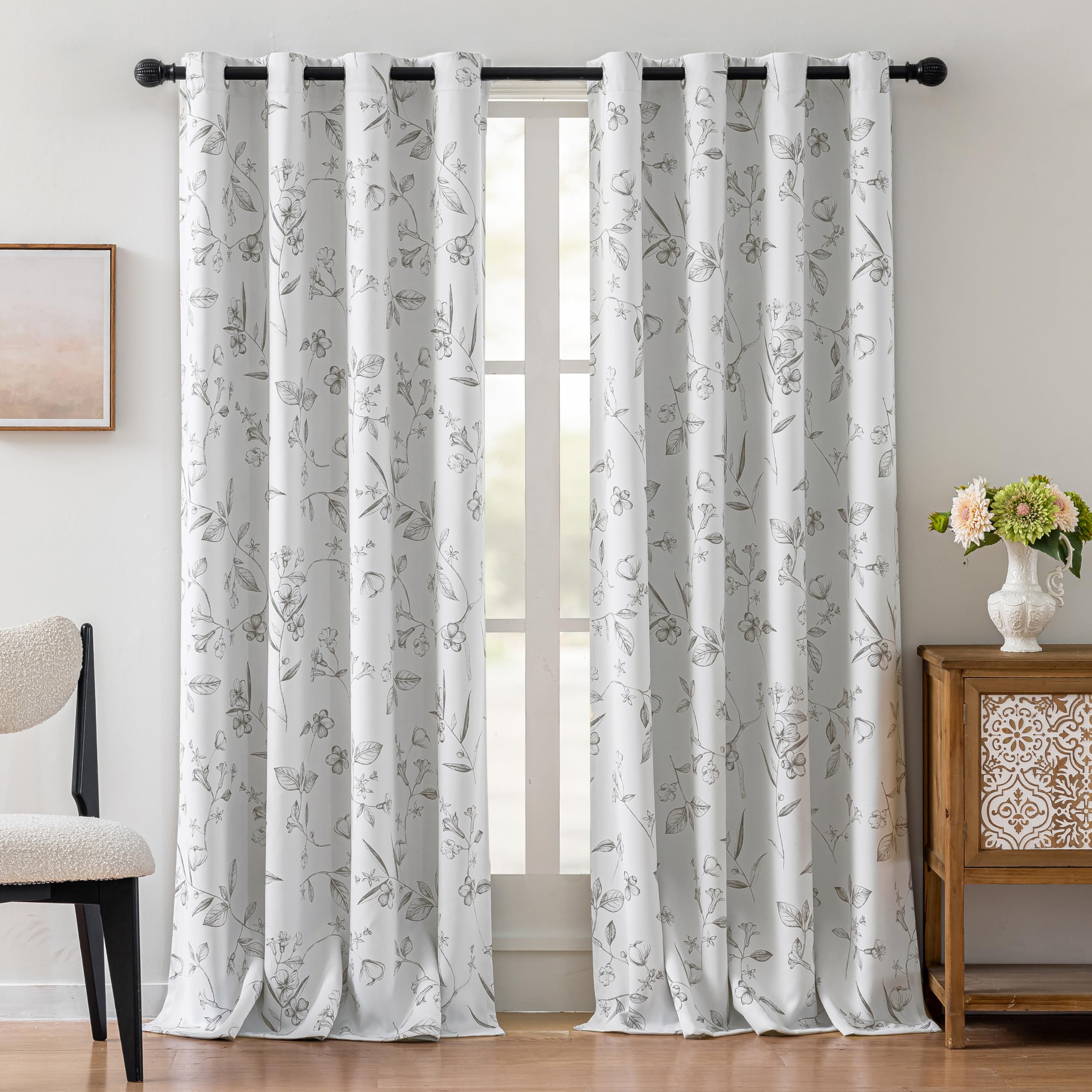 Buy ChrisDowa 100% Blackout Floral Curtains 96 Inches Long 2