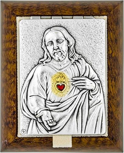 Pequeña caja decorativa de recuerdo de rosario con placa de San (Sagrado Corazón de Jesús) Pequeña caja decorativa de recuerdo de rosario con placa de San (Sagrado Corazón de Jesús)
