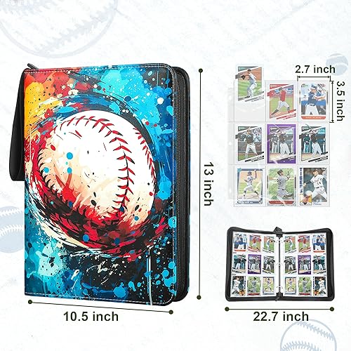 Miniatura 10 de 9 Pockets Trading Card Binder with Sleeves Card Organizer, 900 Double Sided Pocket PU Card Collection Binder, Baseball Binder,for Sports Card, MTG,