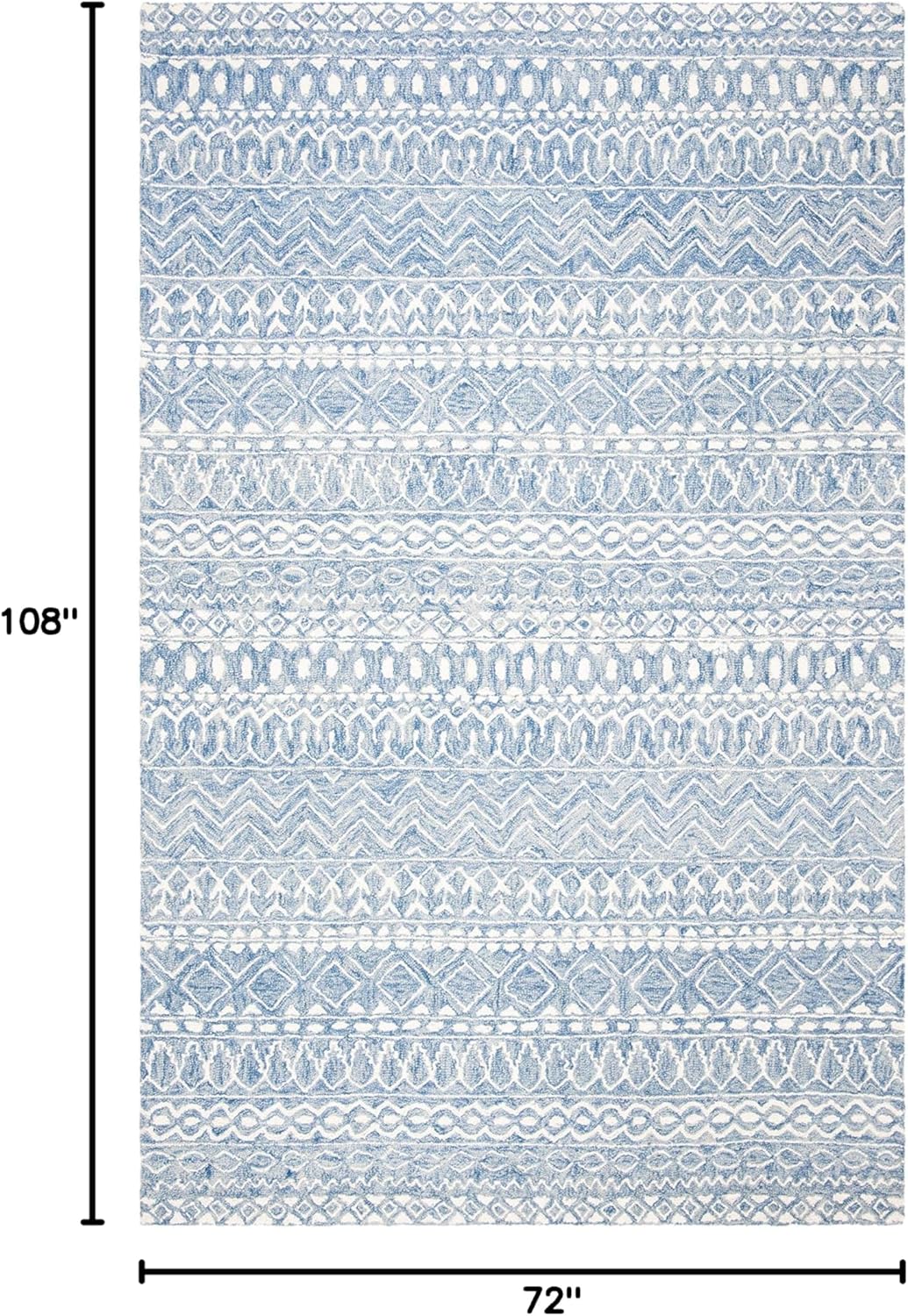 Ivory and Blue Hand-Tufted Wool 6' x 9' Area Rug
