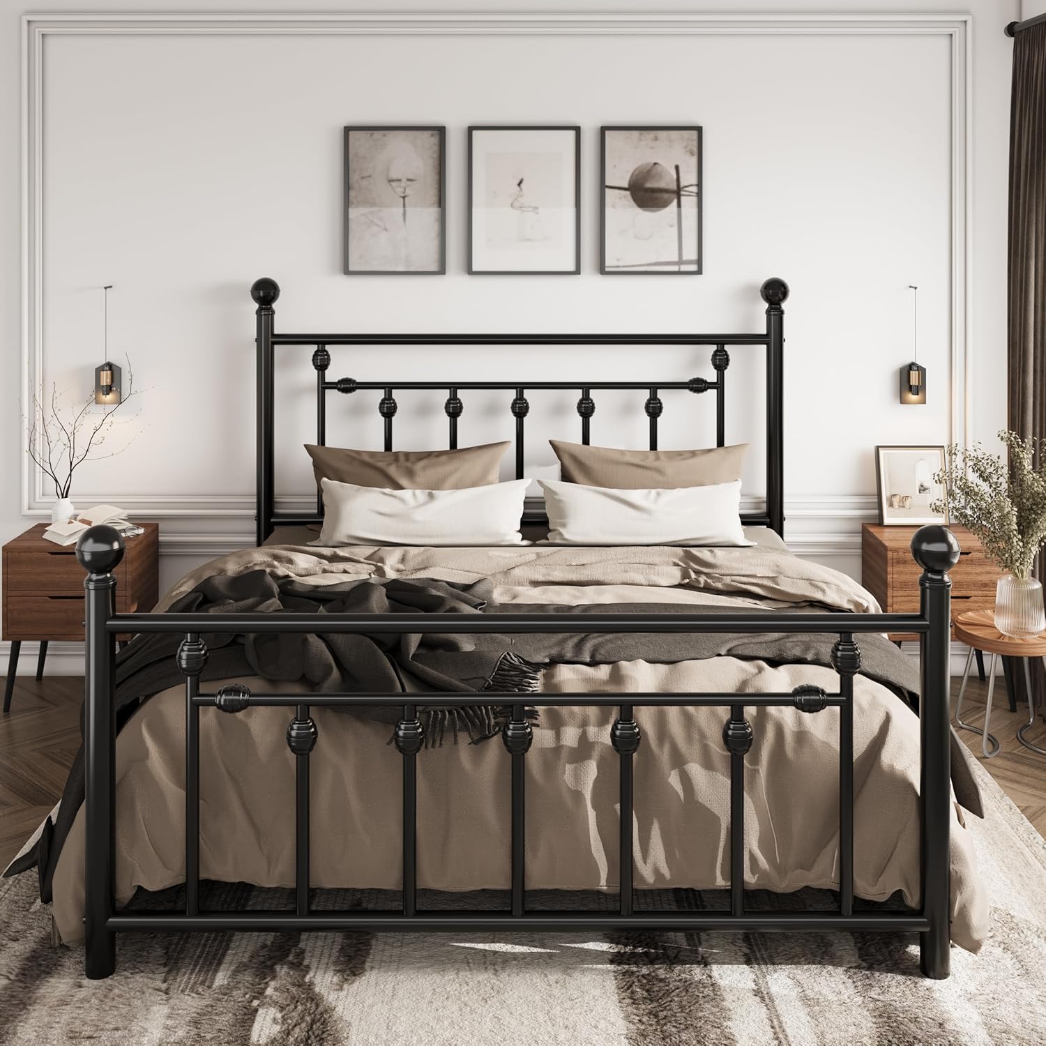 Hot Deals Today 🇺🇸 – SHA CERLIN 14″ Queen Size Metal Platform Bed Frame/Victorian Headboard...