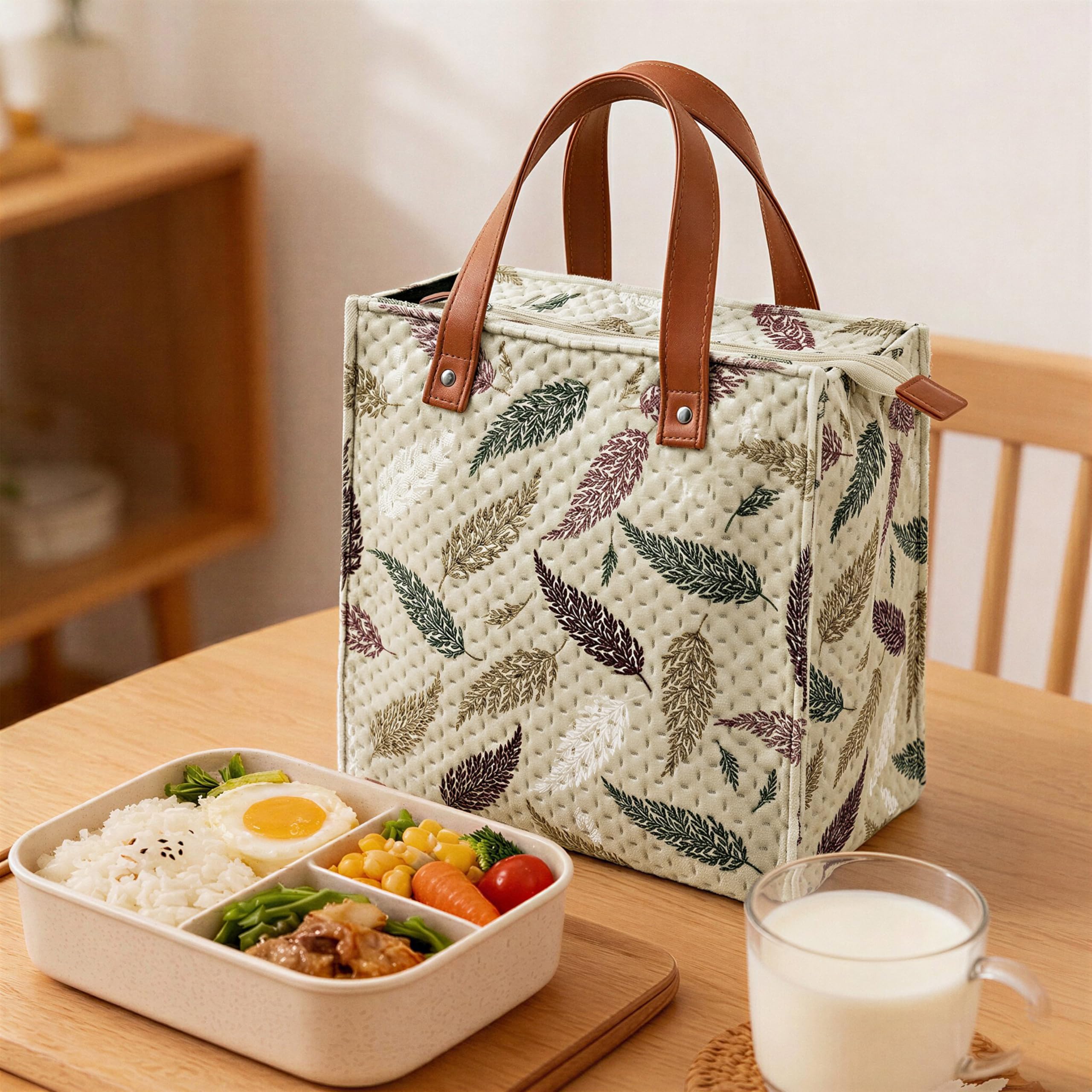 Velvet Quilted Lunch Bag - Waterproof & Stylish -7 Velvet Quilted Lunch Bag - Waterproof & Stylish -7