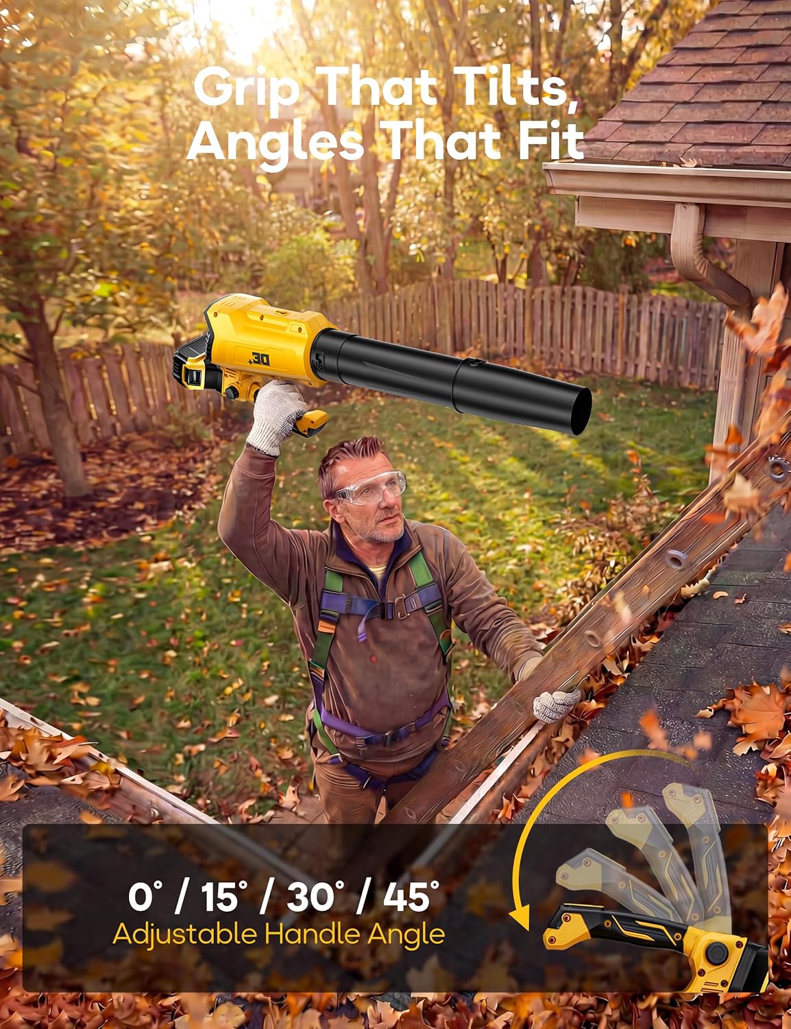 DeForce Leaf Blower Cordless, for DeWalt 20V Max Battery, Battery Powered Snow Blower Electric, 420 CFM, with Adjustable Handle, 3 Speeds, for Driveway, Patio, Backyard (Bare Tool Only)