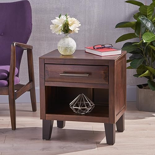 Miniatura 2 de GLENDORA rústico acacia de grano natural baúl de madera Mesita de noche