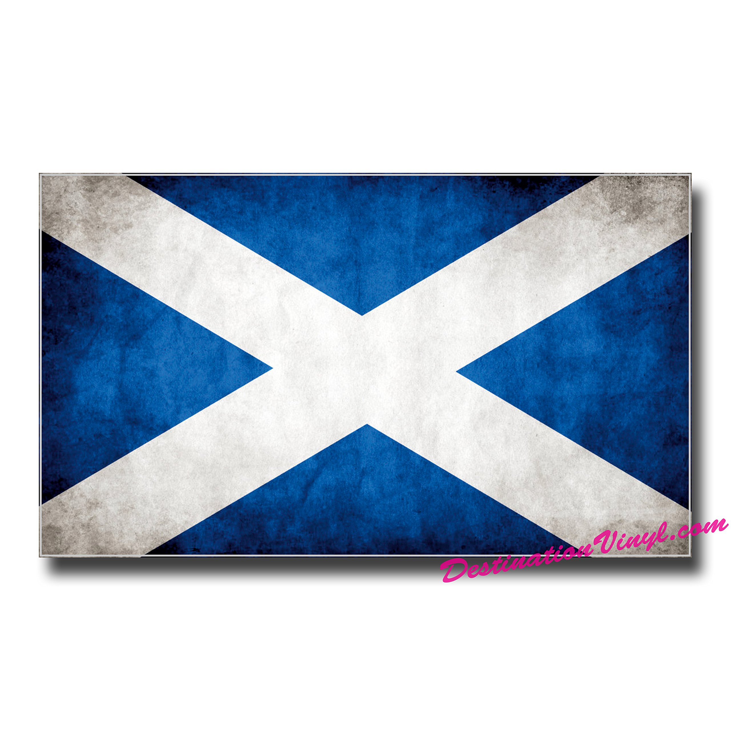 Destinationvinyl Multi 2 X Glossy Vinyl Stickers - Scottish Scotland Flag Distressed Style - #0027 (As Shown.)