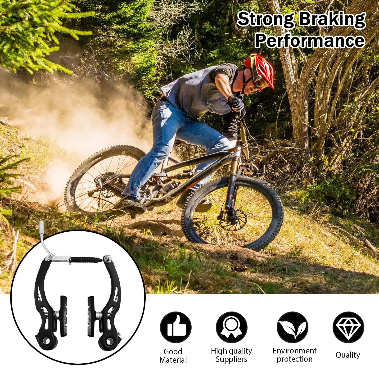 Kit Freins Vélo GOEDCH – 2 Freins En V, 1 Paire De Leviers, Câbles – Compatible VTT, Route, BMX – Guidon 22,2mm – Montage Facile