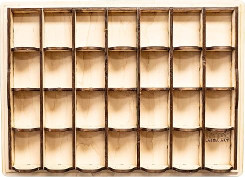 Hip Flask Plus 28 Slot Miniature Display Kit for Collectibles Assembly Required - 17x12 Inches Raw Wood