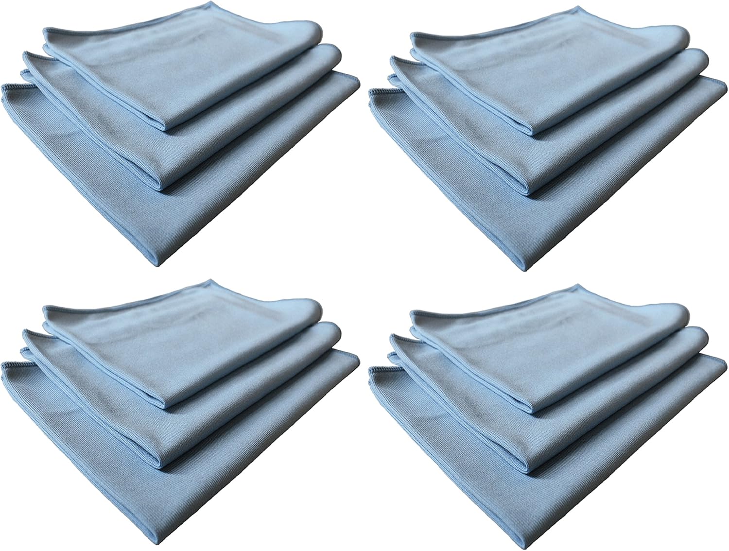 Real Clean 16x16 Blue Microfiber Window Glass Cleaning Towels (Pack of 12)