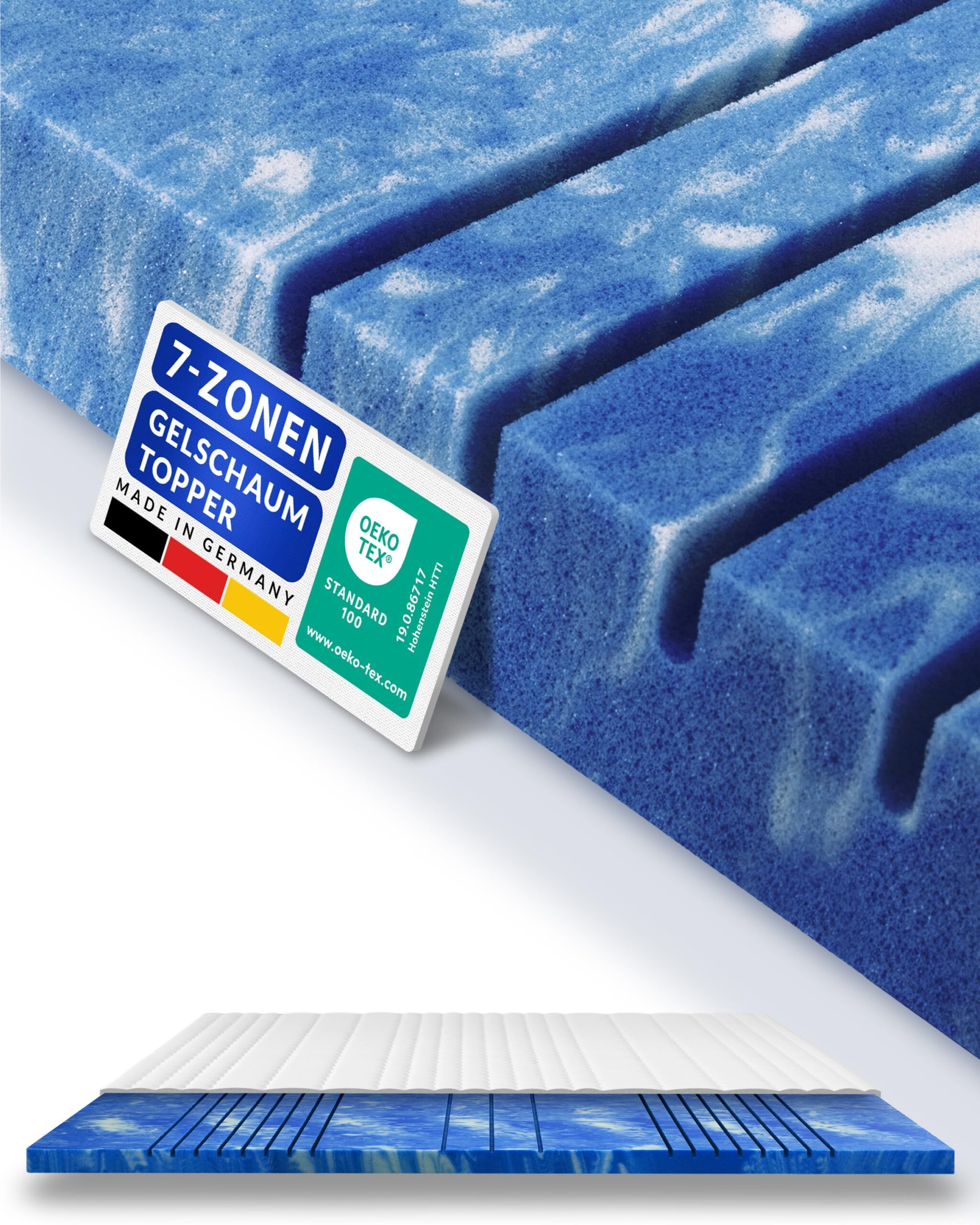 FDM Matrastopper koudschuim matras topper 160 x 200 cm koudschuim hardheid H4 hoogte ca. 5 cm geschikt voor mensen met allergieën, Öko-Tex wit