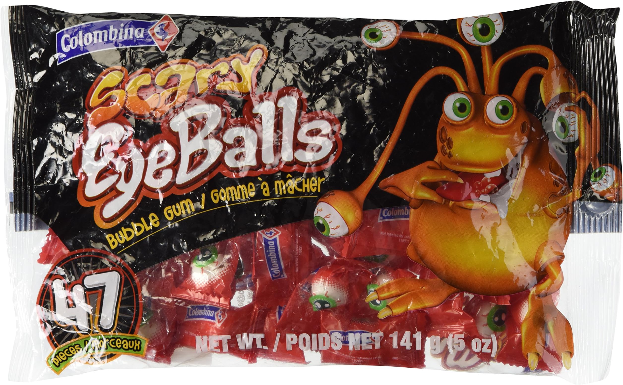 Scary Eyeballs Bubble Gum Halloween Candy (47 pieces)
